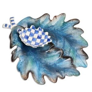 Mackenzie-Childs Royal Autumn Leaf Ceramic Serving Set, Set of 2 pieces. NIB!